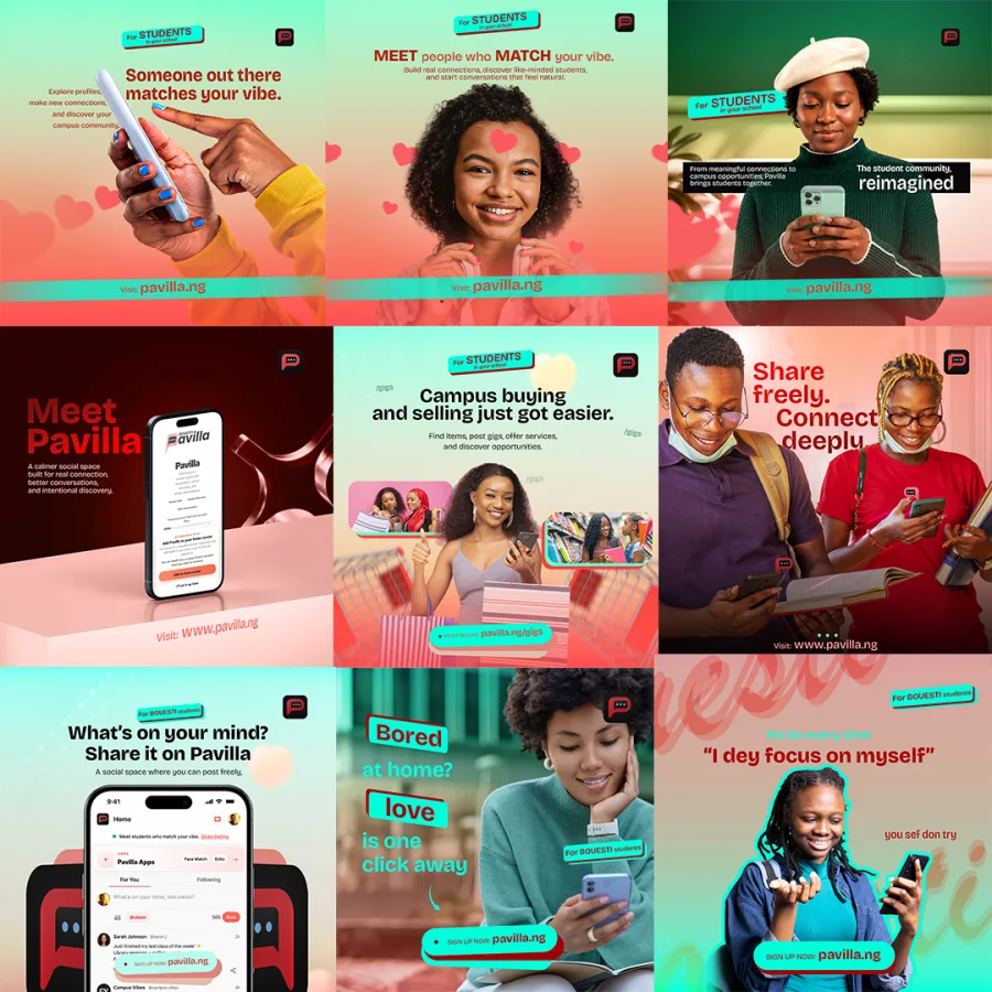 Pavilla social media campaign flyers
