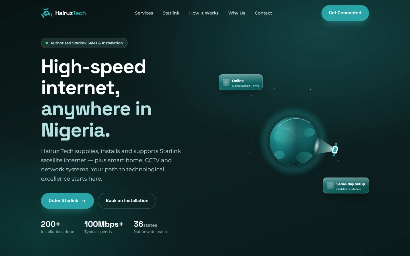Hairuz Tech Starlink internet brand website